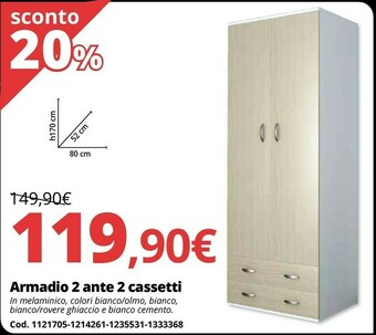 Brico Io Armadio 2 ante 2 cassetti offerta