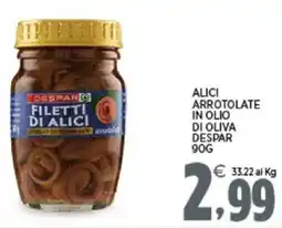 Interspar Alici arrotolate in olio di oliva DESPAR offerta