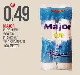 Caramico Major bicchieri 200 cc bianchi/ trasparenti 100 pezzi offerta