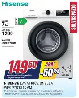 Trony HISENSE LAVATRICE SNELLA WFQP701219VM offerta