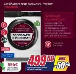 Trony AEG ASCIUGATRICE SERIE 8000 ABSOLUTECARE TR8HDBG9B offerta