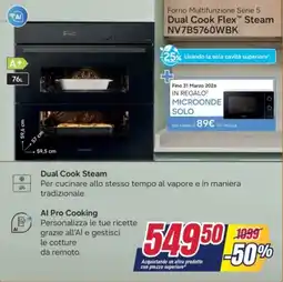 Trony Forno Multifunzione Serie 5 Dual Cook Flex Steam NV7B5760WBK offerta