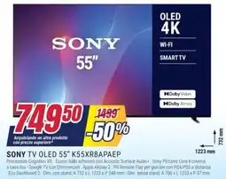 Trony SONY TV OLED 55" K55XR8APAEP offerta