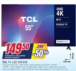 Trony TCL TV LED 55P69K offerta