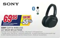 Trony SONY CUFFIA WIRELESS ULT WEAR WH-ULT900N offerta