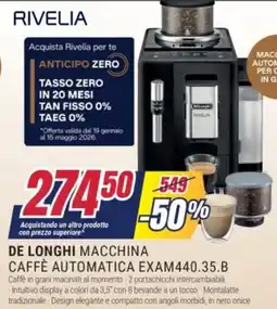 Trony DE LONGHI MACCHINA CAFFÈ AUTOMATICA EXAM440.35.B offerta