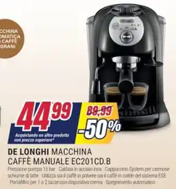 Trony De longhi macchina caffè manuale ec201cd.b offerta