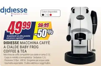 Trony Didiesse macchina caffè a cialde baby frog coffee & tea offerta