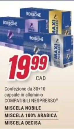 Trony Confezione da 80+10 capsule in alluminio compatibili nespresso miscela nobile offerta