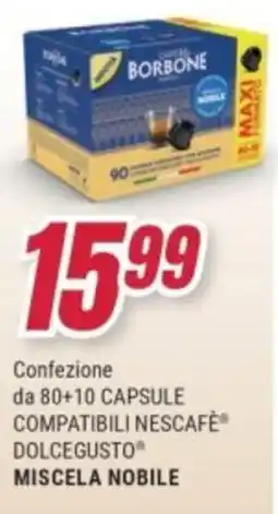 Trony Confezione da 80+10 capsule compatibili nescafè dolcegusto miscela nobile offerta