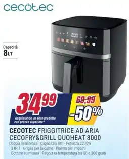 Trony Cecotec friggitrice ad aria cecofry&grill duoheat 8000 offerta