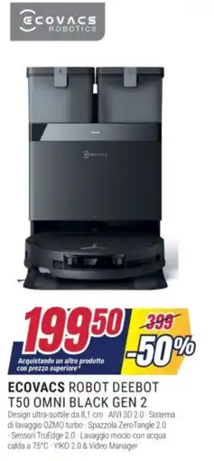 Trony Ecovacs robot deebot T50 omni black gen 2 offerta