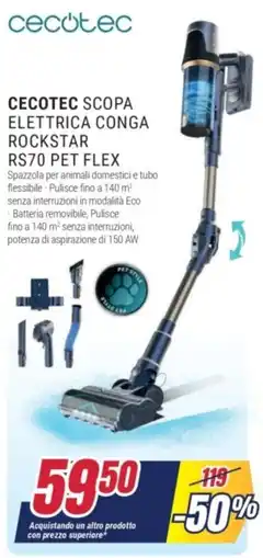 Trony Cecotec scopa elettrica conga rockstar RS70 PET FLEX offerta