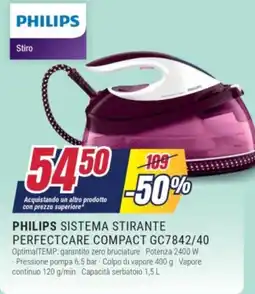 Trony PHILIPS SISTEMA STIRANTE PERFECTCARE COMPACT GC7842/40 offerta