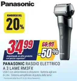 Trony PANASONIC RASOIO ELETTRICO A 3 LAME RM3FX offerta