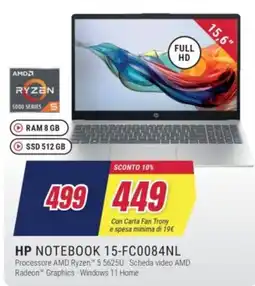 Trony HP NOTEBOOK 15-FC0084NL offerta