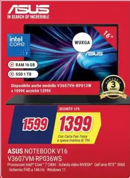 Trony ASUS NOTEBOOK V16 V3607VM-RP036WS offerta