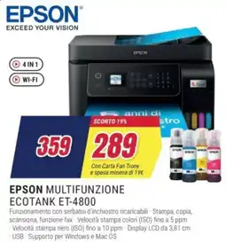 Trony EPSON MULTIFUNZIONE ECOTANK ET-4800 offerta