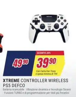 Trony Xtreme controller wireless PS5 DEFCO offerta