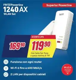 Trony FRITZ!Powerline 1240 AX WLAN Set offerta