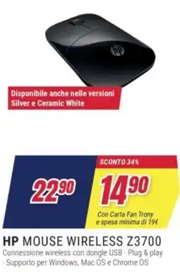 Trony Hp mouse wireless Z3700 offerta