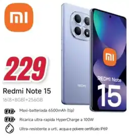 Trony Redmi Note 15 16(8+8GB)+256GB offerta