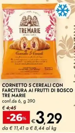 Bennet Cornetto 5 cereali con farcitura ai frutti di bosco conf.da 6 TRE MARIE offerta