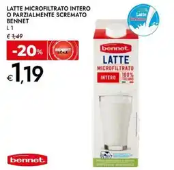 Bennet Latte microfiltrato intero o parzialmente scremato BENNET offerta