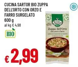 A&O Cucina sartor bio zuppa dell'orto con orzo e farro surgelato offerta