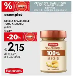 Bennet Crema spalmabile 100% arachidi BENNET offerta