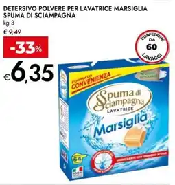 Bennet Detersivo polvere per lavatrice marsiglia SPUMA DI SCIAMPAGNA offerta