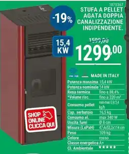 Cfadda Stufa a pellet agata doppia canalizzazione indipendente offerta