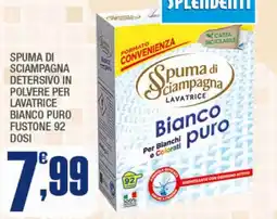 Splendidi e Splendenti Spuma di sciampagna detersivo in polvere per lavatrice bianco puro fustone 92 dosi offerta