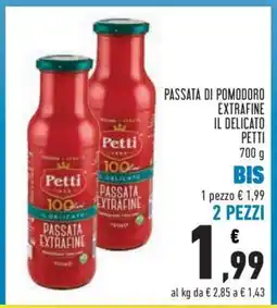 Conad Passata di pomodoro extrafine Il Delicato Petti offerta