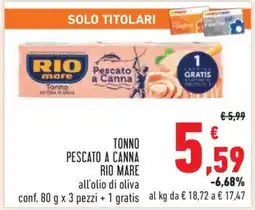 Conad Tonno Pescato a Canna Rio Mare offerta