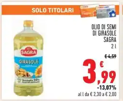 Conad Olio di Semi di Girasole Sagra offerta