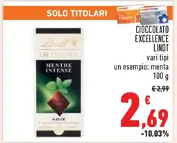 Conad Cioccolato Excellence Lindt offerta