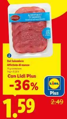 Lidl Dal Salumiere Affettato di manzo offerta