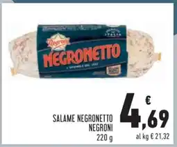 Conad Salame Negronetto Negroni offerta