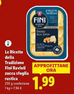 Lidl Le Ricette della Tradizione Fini Ravioli zucca sfoglia rustica offerta