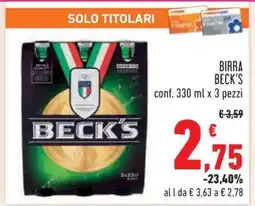 Conad Birra Beck's offerta