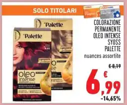 Conad COLORAZIONE PERMANENTE OLEO INTENSE SYOSS PALETTE offerta