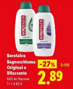 Lidl Borotalco Bagnoschiuma Original o Rilassante offerta