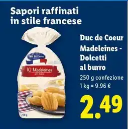 Lidl Duc de Coeur Madeleines - Dolcetti al burro offerta