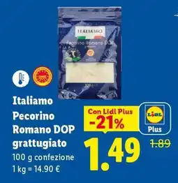 Lidl Italiamo Pecorino Romano DOP grattugiato offerta