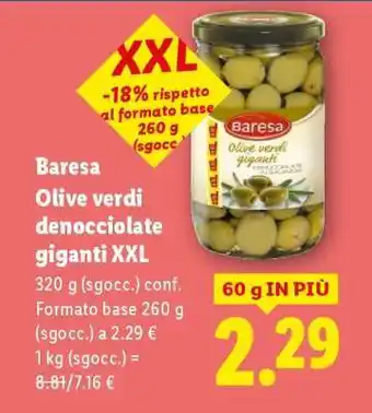 Lidl Baresa Olive verdi denocciolate giganti XXL offerta