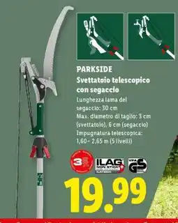 Lidl PARKSIDE Svettatoio telescopico con segaccio offerta