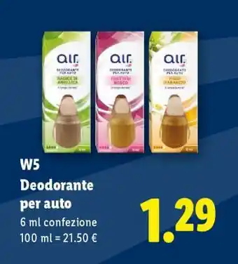 Lidl W5 Deodorante per auto offerta