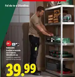 Lidl PARKSIDE Scaffale in metallo con 5 ripiani, 180x120x40 cm offerta
