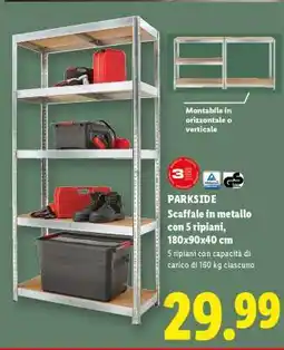 Lidl PARKSIDE Scaffale in metallo con 5 ripiani, 180x90x40 cm offerta